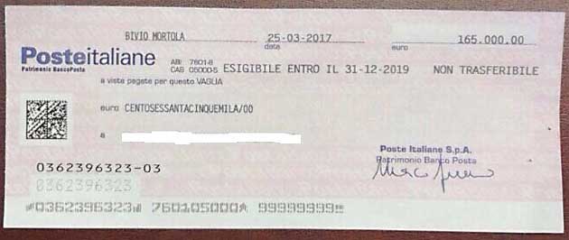 assegno postale tempi di incasso