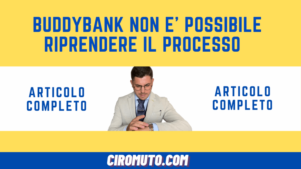 buddybank non è possibile riprendere il processo