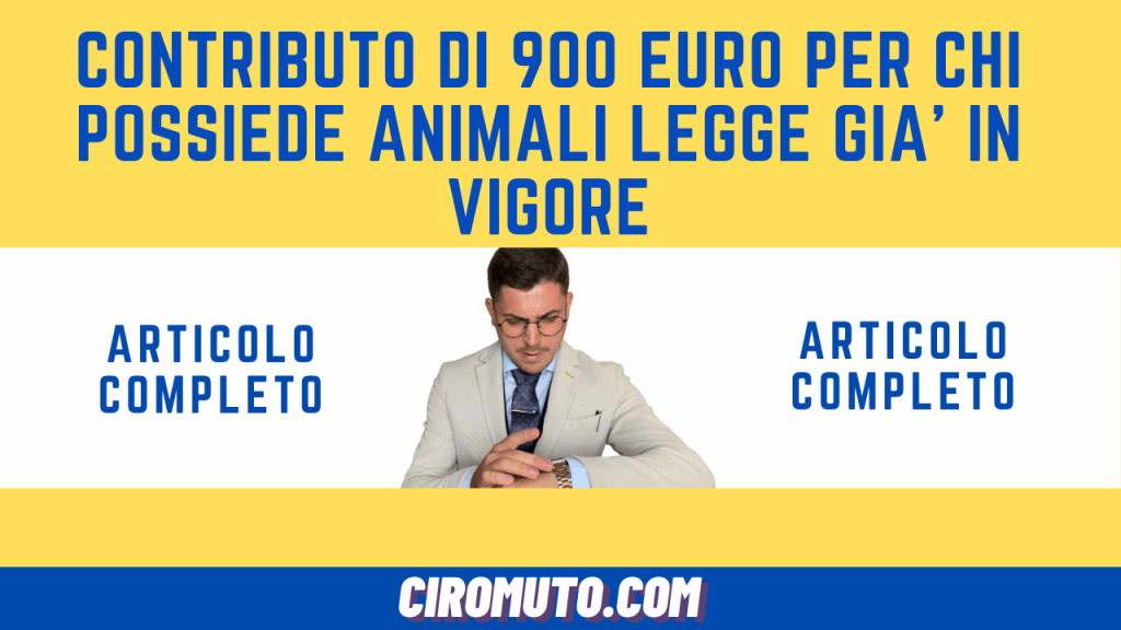contributo di 900 euro per chi possiede animali legge già in vigore