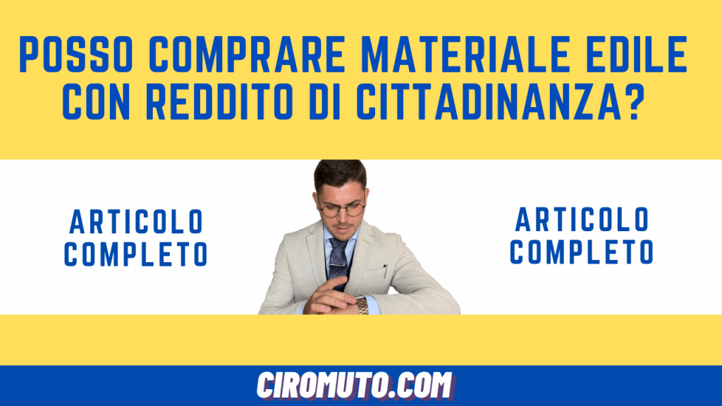 posso comprare materiale edile con reddito di cittadinanza