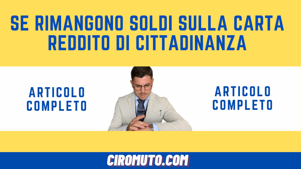 se rimangono soldi sulla carta reddito di cittadinanza