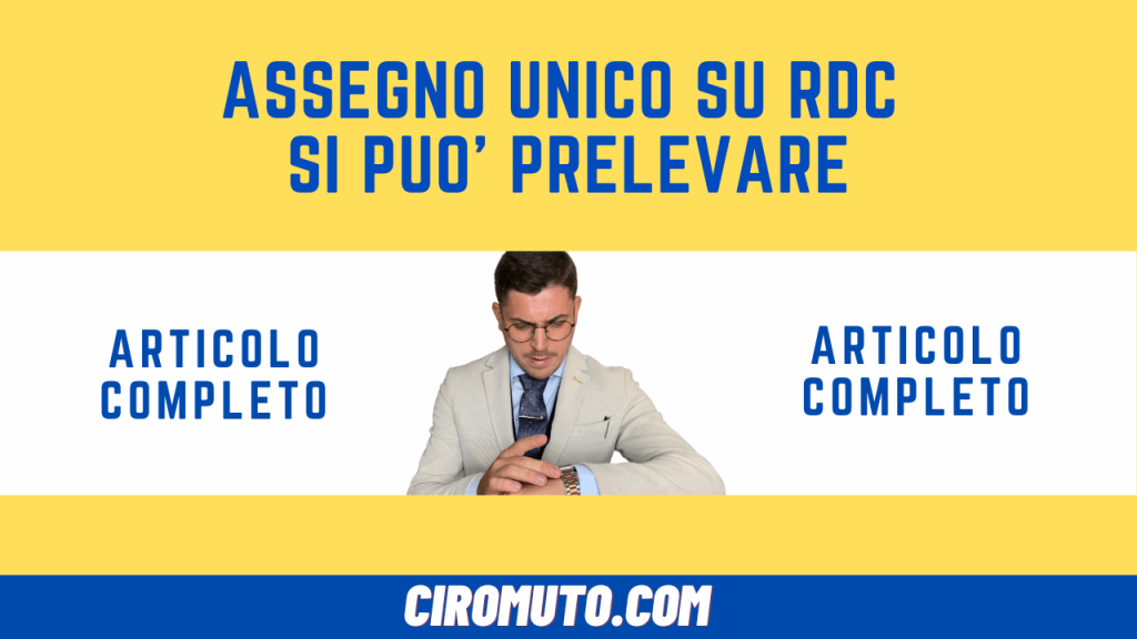 assegno unico su rdc si può prelevare