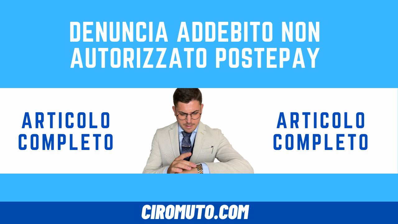 denuncia addebito non autorizzato postepay